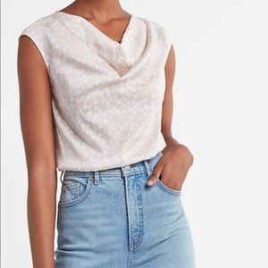 EXPRESS Animal Print Cowl Neck Thong Bodysuit